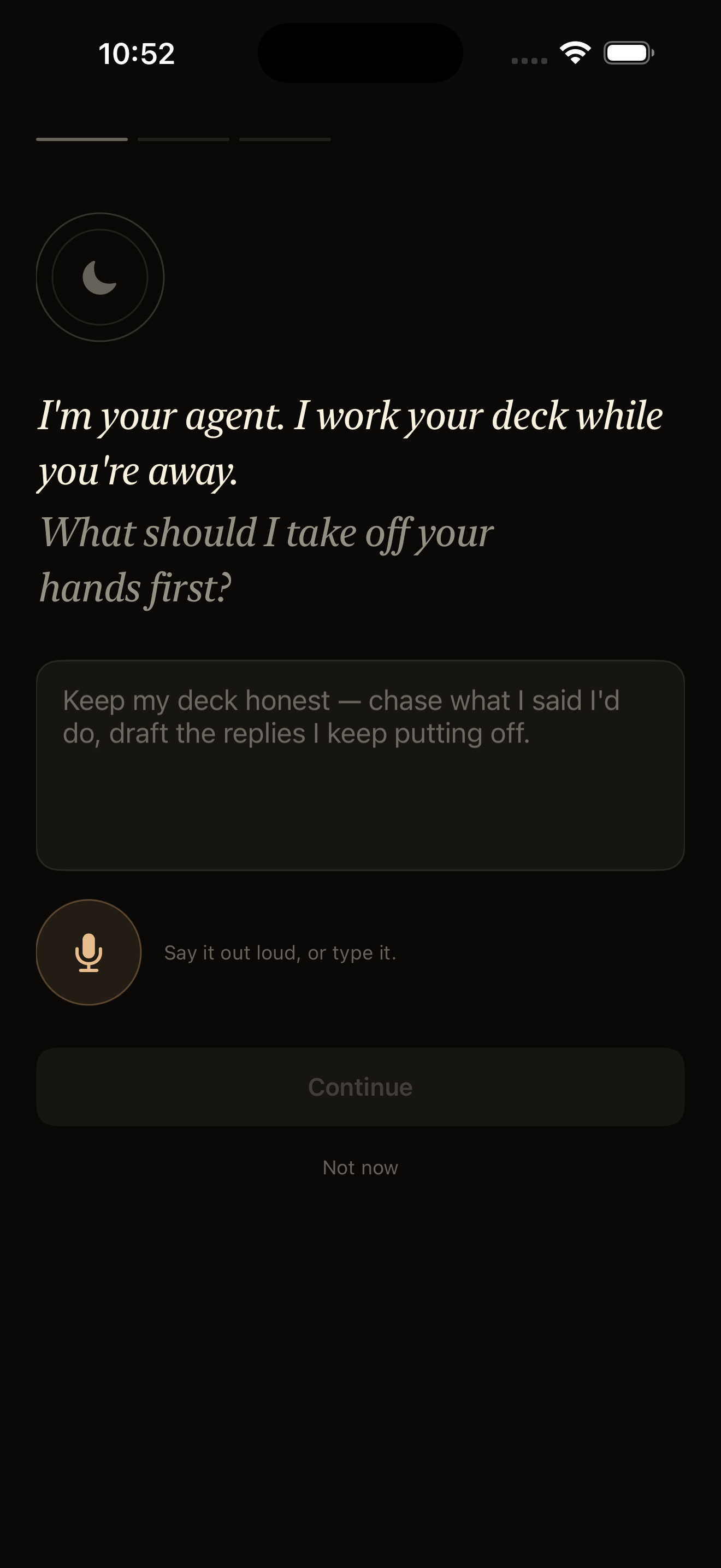 The deck — every thread and card in one place